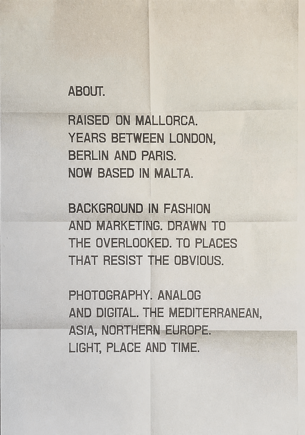 About — handwritten note